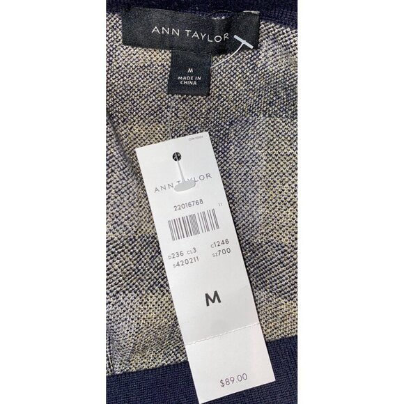 NWT ANN TAYLOR Womens’ Navy Blue Gold Glitter Pink Pencil Knit Skirt Medium $89. - Picture 3 of 6